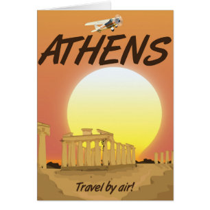 Athens "Travel by air" Golden Sunset Cards