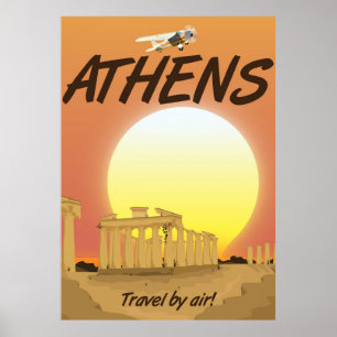 Athens "Travel by air" Golden Sunset Poster