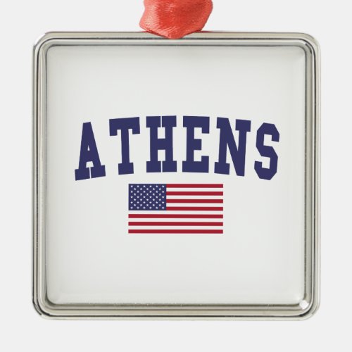 Athens US Flag Metal Ornament