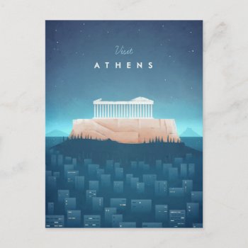 Athens Vintage Travel Poster - Art Postcard by VintagePosterCompany at Zazzle