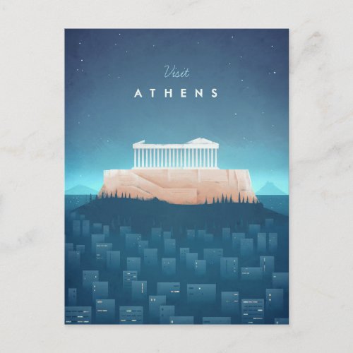 Athens Vintage Travel Poster _ Art Postcard