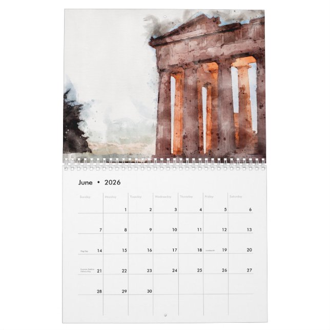 ATHENS WATERCOLORS CALENDAR (Jun 2026)