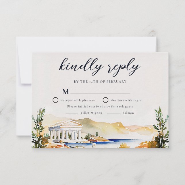 Athens Wedding RSVP Greece Card (Front)