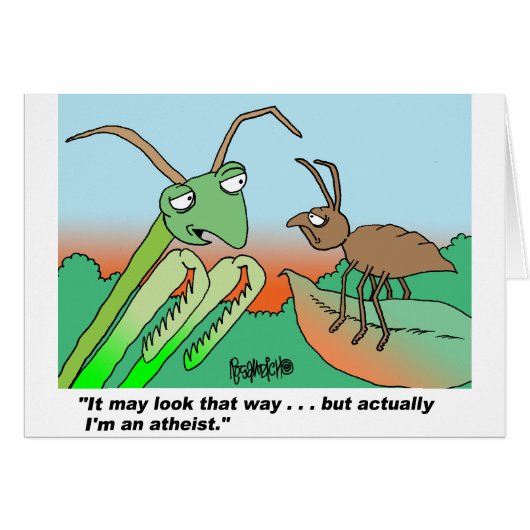 Athiest praying mantis cards (Front Horizontal)