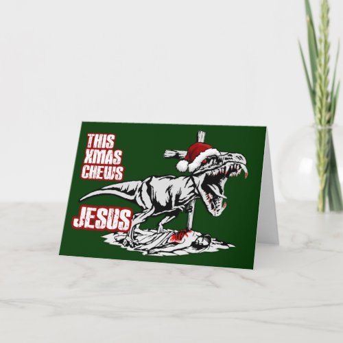 Athiest T Rex Xmas Holiday Card