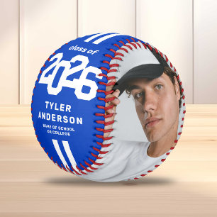 Athlete 2026 Blue Graduation Custom Photo Baseball