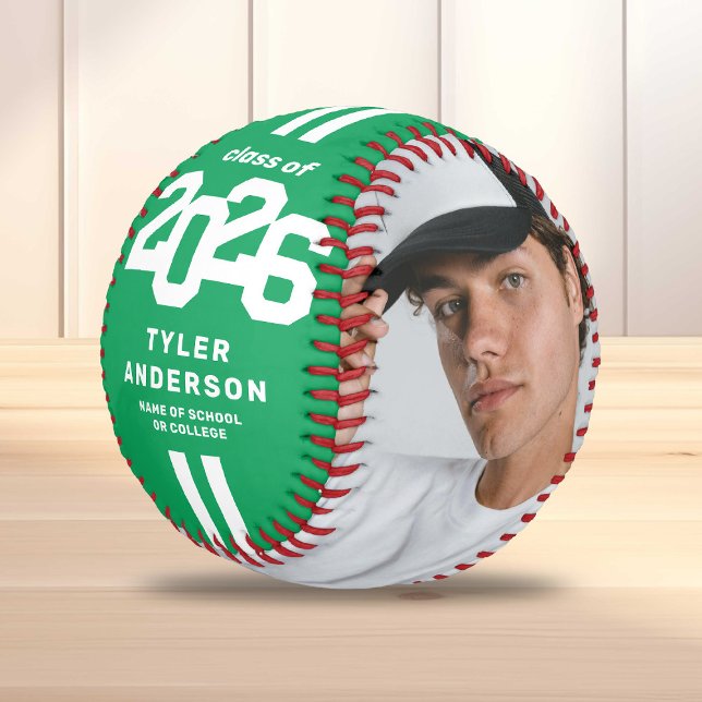 Athlete 2026 Green Graduation Custom Photo Baseball (Creator Uploaded)