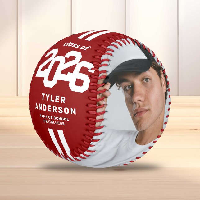 Athlete 2026 Red Graduation Custom Photo Baseball (Creator Uploaded)