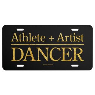 Athlete + Artist = Dancer License Plate