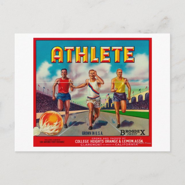 Athlete Brand Citrus Crate Label Postcard (Front)