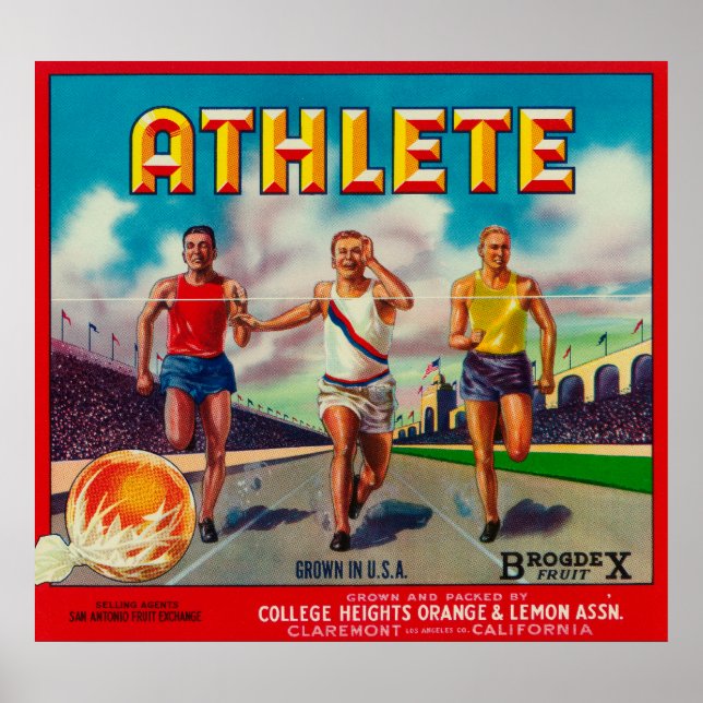 Athlete Brand Citrus Crate Label Poster (Front)