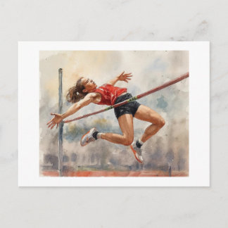 Athlete Clearing High Jump Bar,  Postcard