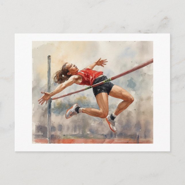 Athlete Clearing High Jump Bar,  Postcard (Front)