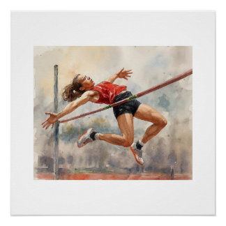 Athlete Clearing High Jump Bar,  Poster