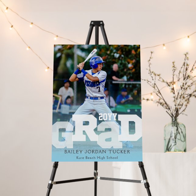 Athlete GRAD Sporty Photo Graduation Party Foam Board (In Situ (Stand))