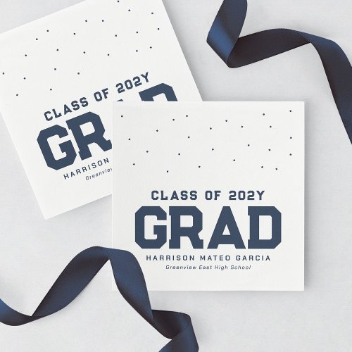 Athlete graduate sporty navy blue graduation napkins