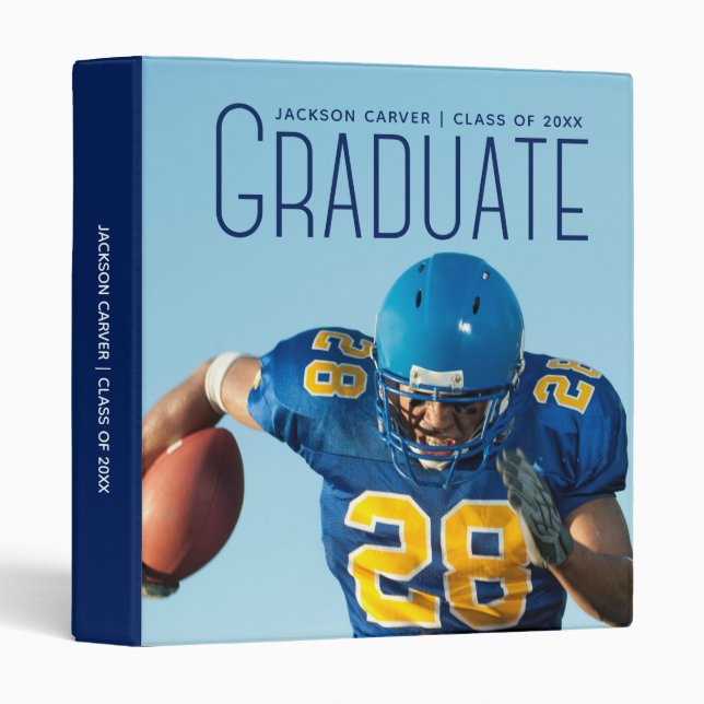 Athlete Graduation Blue Script 2026 Photo Album 3 Ring Binder (Front/Spine)