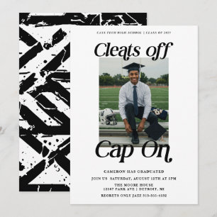 Athlete Graduation Cleats off Cap On Invitation