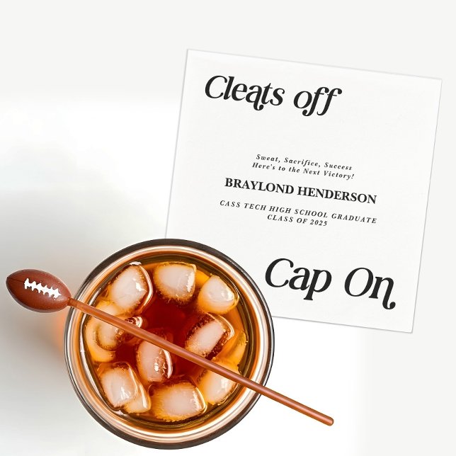 Athlete Graduation Cleats off Cap On Napkins (Cleats Off Cap On Athlete Graduation Party Paper Napkins)