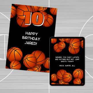 athlete happy birthday basketballs accent card