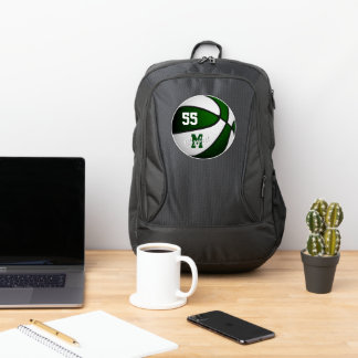 athlete name green white team colors basketball port authority® backpack