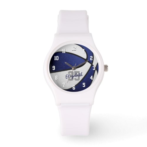 athlete name jersey number blue white basketball watch