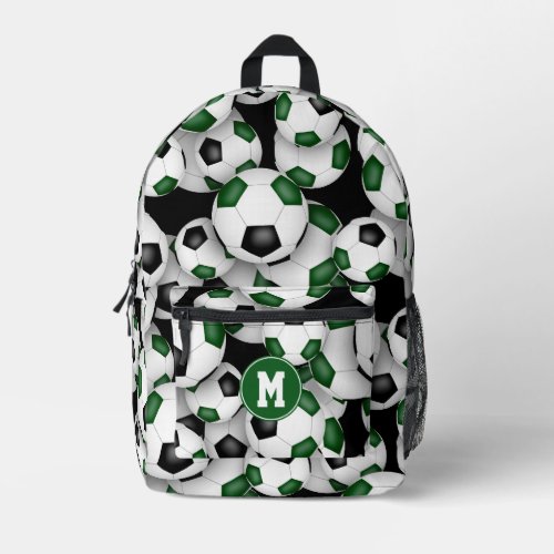 green black soccer balls patterned backpack