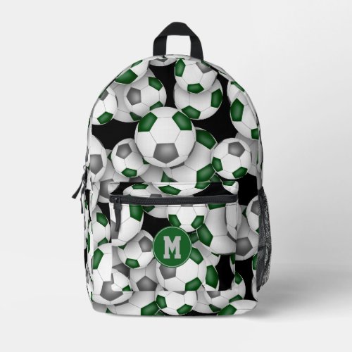 Student athlete green gray soccer monogrammed backpack