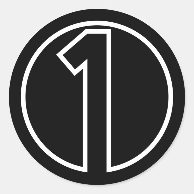 Athletes Number 1 circle shape Classic Round Sticker (Front)