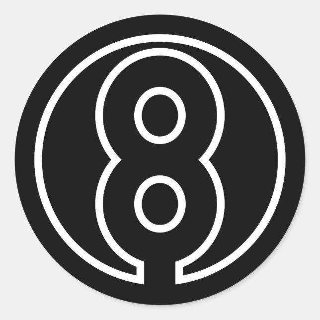 Athletes Number 8 circle shape Classic Round Sticker (Front)