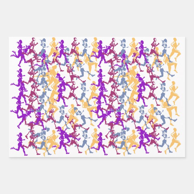 Athletes runners and joggers wrapping paper sheets (Front)