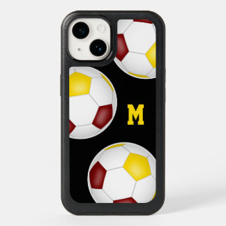 athletes team colors maroon gold soccer balls OtterBox iPhone 14 case