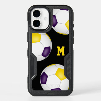 athletes team colors purple gold soccer balls iPhone 16 plus case
