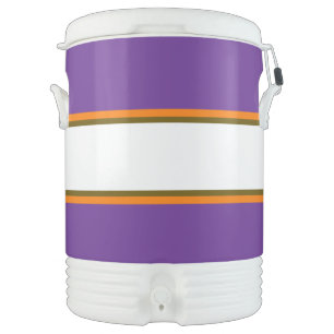 Athletic 70s Purple Orange White Racing Stripes Beverage Cooler