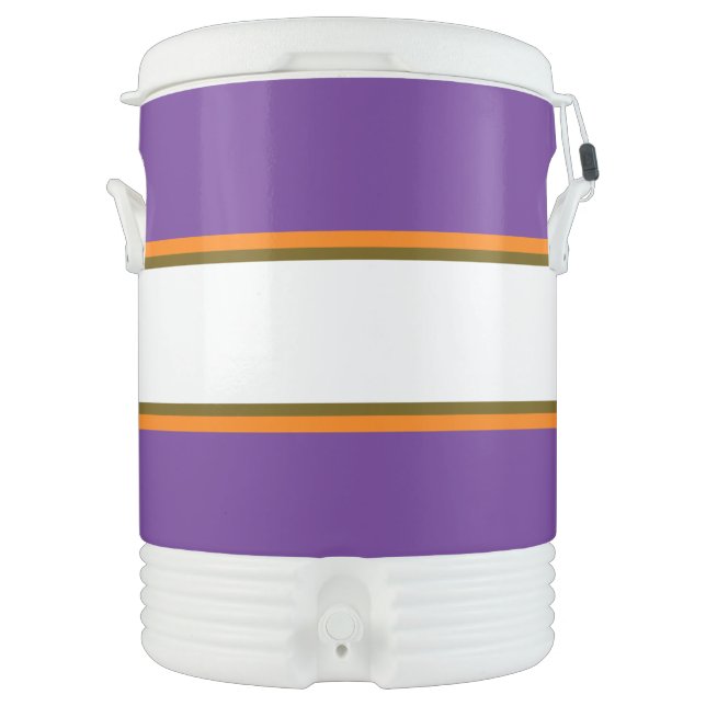 Athletic 70s Purple Orange White Racing Stripes Beverage Cooler (Front)