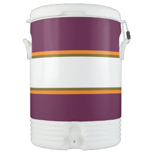 Athletic Bold Dark Cherry Red White Racing Stripes Beverage Cooler