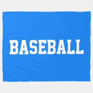 Athletic Bold White BASEBALL Text On Bright Blue Fleece Blanket