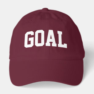 Athletic Bold White GOAL Text Maroon Background Hat