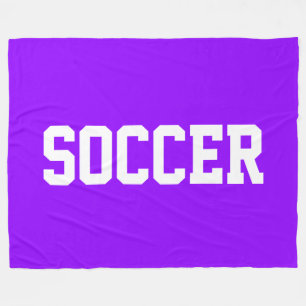 Athletic Bold White SOCCER Text On Bright Purple Fleece Blanket