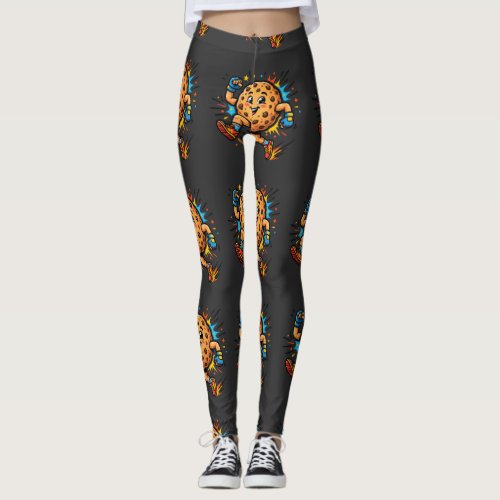 Athletic Chocolate Chip Cookie Running Cartoon Mas Leggings