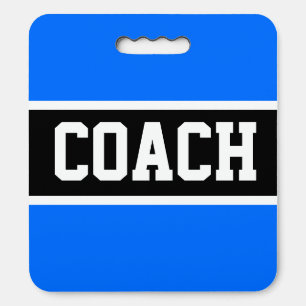 Athletic COACH Sporty Bright Blue Black Stripes Seat Cushion