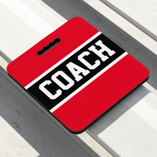 Athletic COACH Sporty Bright Red Black Stripes Seat Cushion