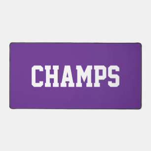 Athletic Cool CHAMPS White Text On Royal Purple Desk Mat