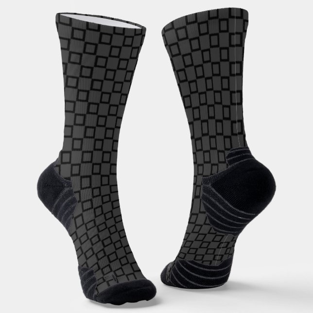 Athletic Crew Sock Gray and Black Classic Design (Angled)
