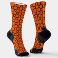 Athletic Crew Sock Orange Black Classic Design