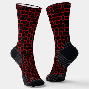 Athletic Crew Sock with Black Red Classic Design