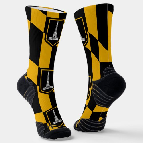 Athletic Crew Sock with flag of Baltimore US