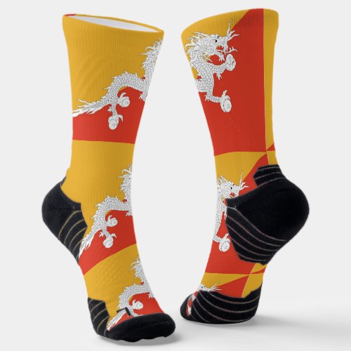 Athletic Crew Sock with flag of Bhutan