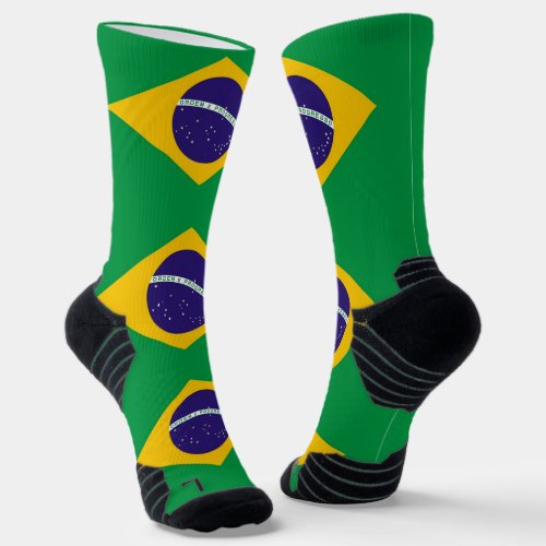 Athletic Crew Sock with flag of Brazil