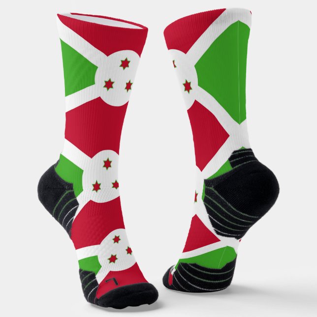 Athletic Crew Sock with flag of Burundi (Angled)
